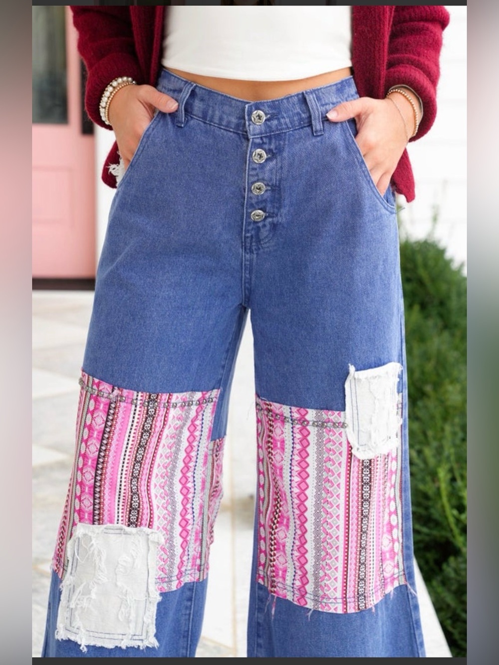 POL Leg Patchwork Jeans